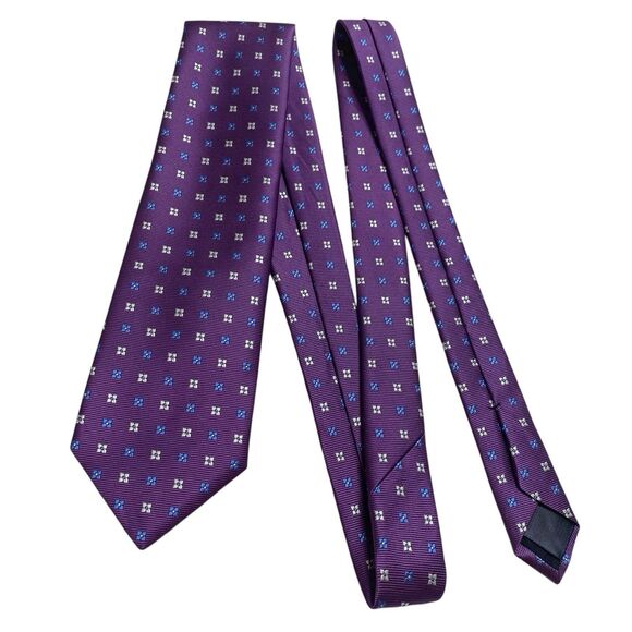 Brooks Brothers Tie Men's Necktie Silk Floral Purple White Stain Resistant - Picture 6 of 6